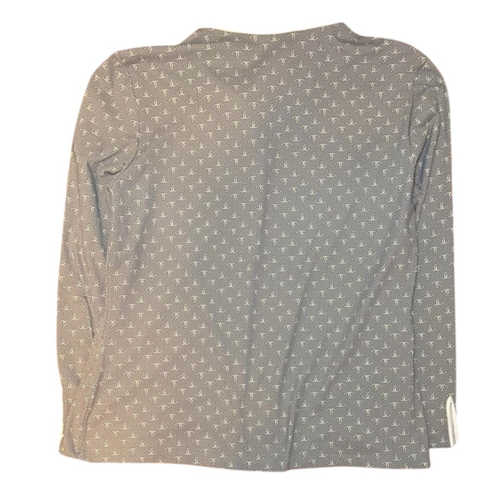 J Mclaughlin Women’s Office Chic Grey Button-Down Horseshoe Print Blouse — LARGE - Picture 5 of 7